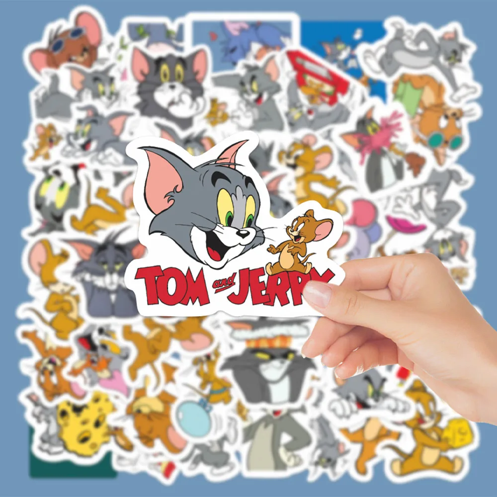 

50pcs Cute cartoon cat and Jerry Mouse stickers, cute DIY laptop luggage scrapbook, bicycle waterproof sticker toys