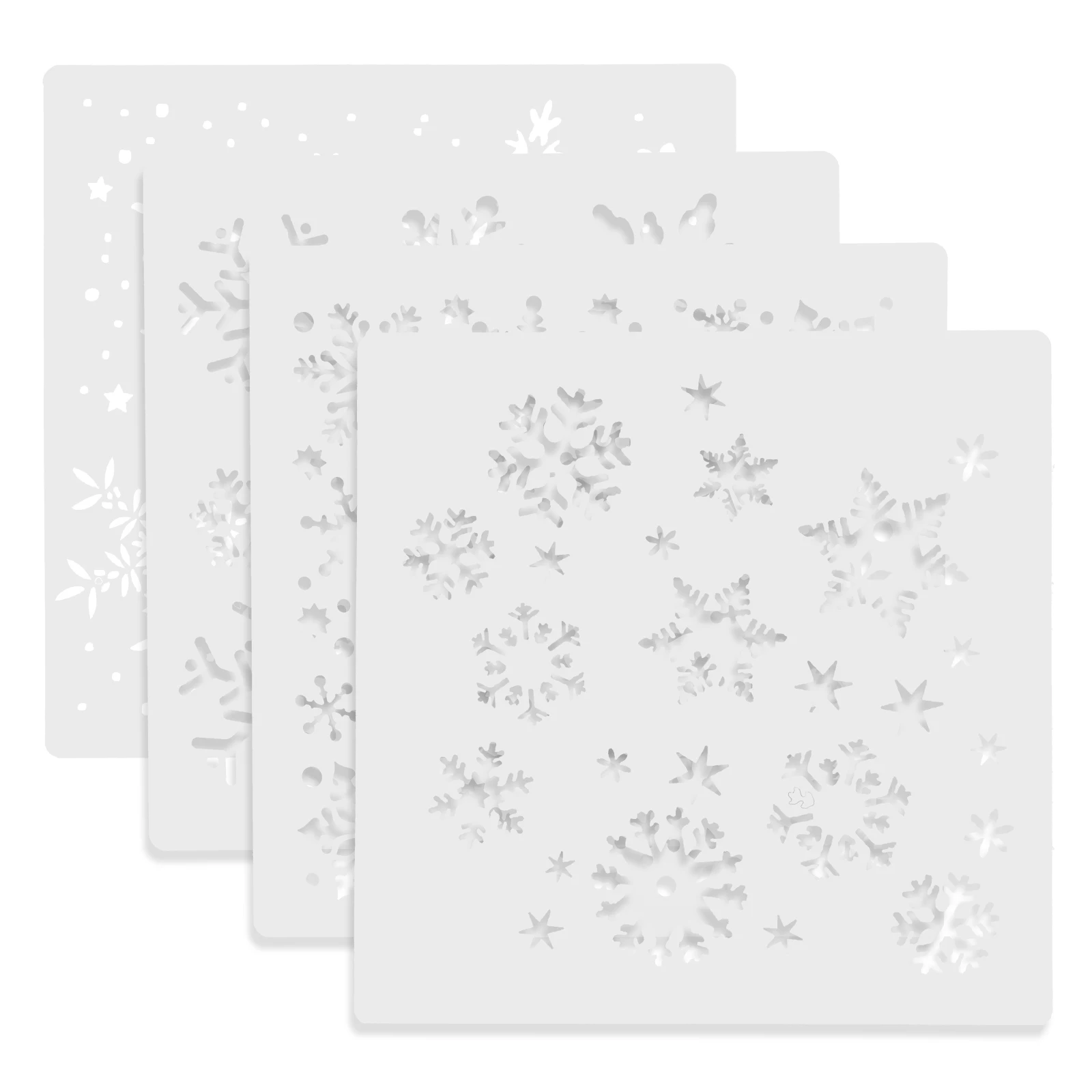 

4 Pcs Drawing Template Set Kids Christmas Decor Craft Stencils Plastic Painting Tools Snowflake Templates DIY Projects