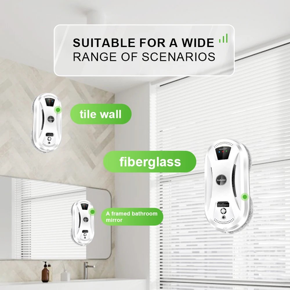 PuRuiKai Fensterputzroboter, hohe Saugkraft, elektrischer Fensterputzroboter, Anti-Fall-Roboter-Staubsauger mit Fernbedienung