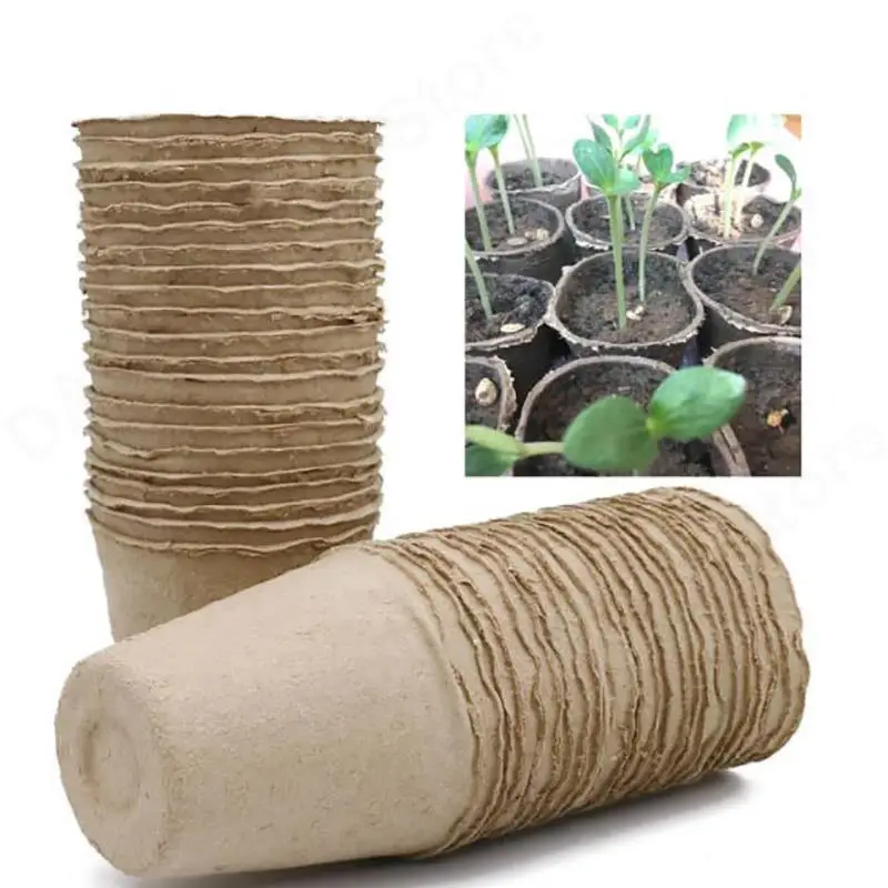 

50pcs 8cm Paper grow Pot Plant Starters vegs flower planter Nursery Cup Kit Biodegradable Home gardening tools cultivation V27