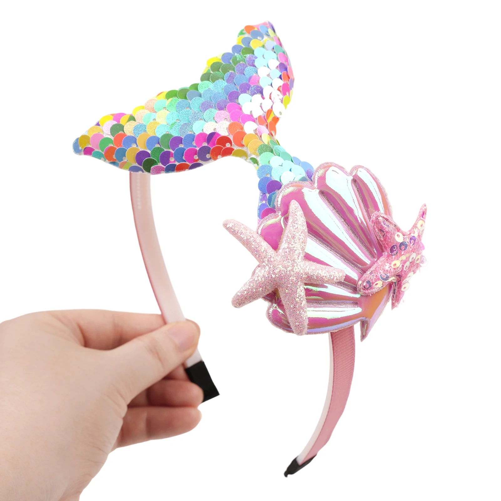 Niedliches Meerjungfrauen-Stirnband für Mädchen, Prinzessin, Geburtstagsparty, Haarband, Festival, Cosplay, DIY-Haarschmuck, Frauen-Geschenke – Detail 7