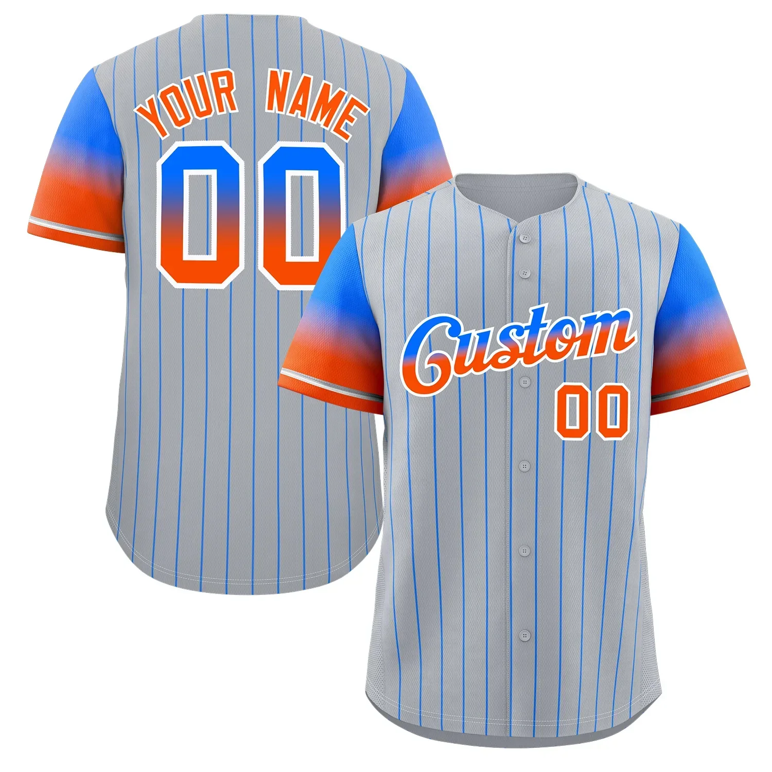 Personalisiertes Baseball-Trikot mit Farbverlauf, Nadelstreifen, bedruckt, Teamname, Nummer, Herren, Damen, Kinder, Hemd