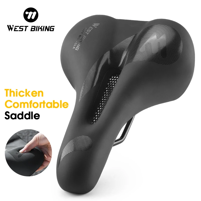 

WEST BIKING Thicken Bicycle Saddle High Elastic Shock Absorbtion Bike Seat Hollow Breathable Cushion MTB Road Bike Accessories