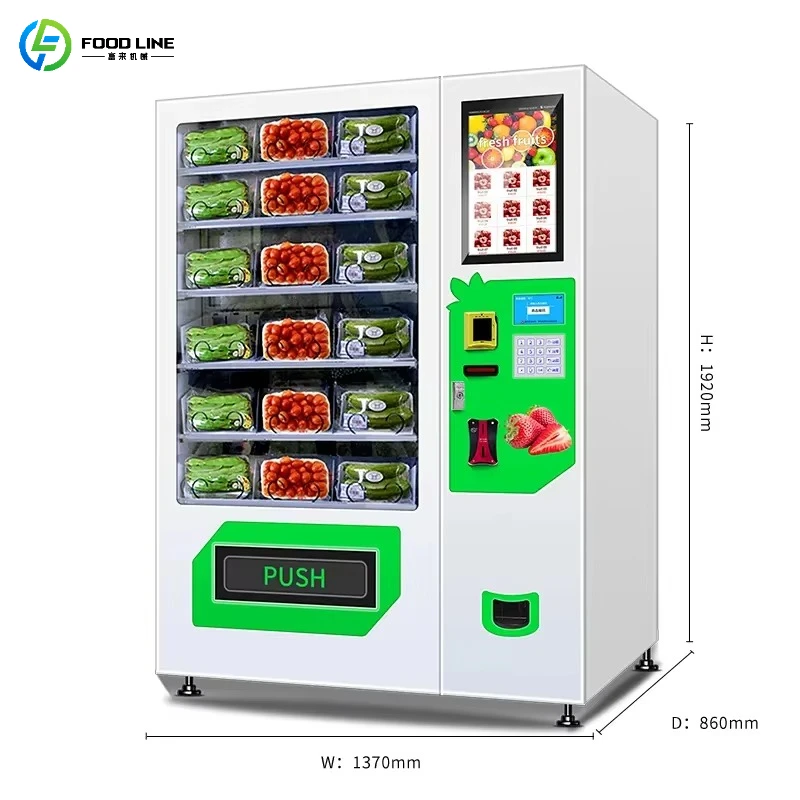 New Vegetable Fresh Fruit Egg Elevator Vending Machine 21.5 Inch Touch Screen Automatic Fresh Food Vending Machine Customized
