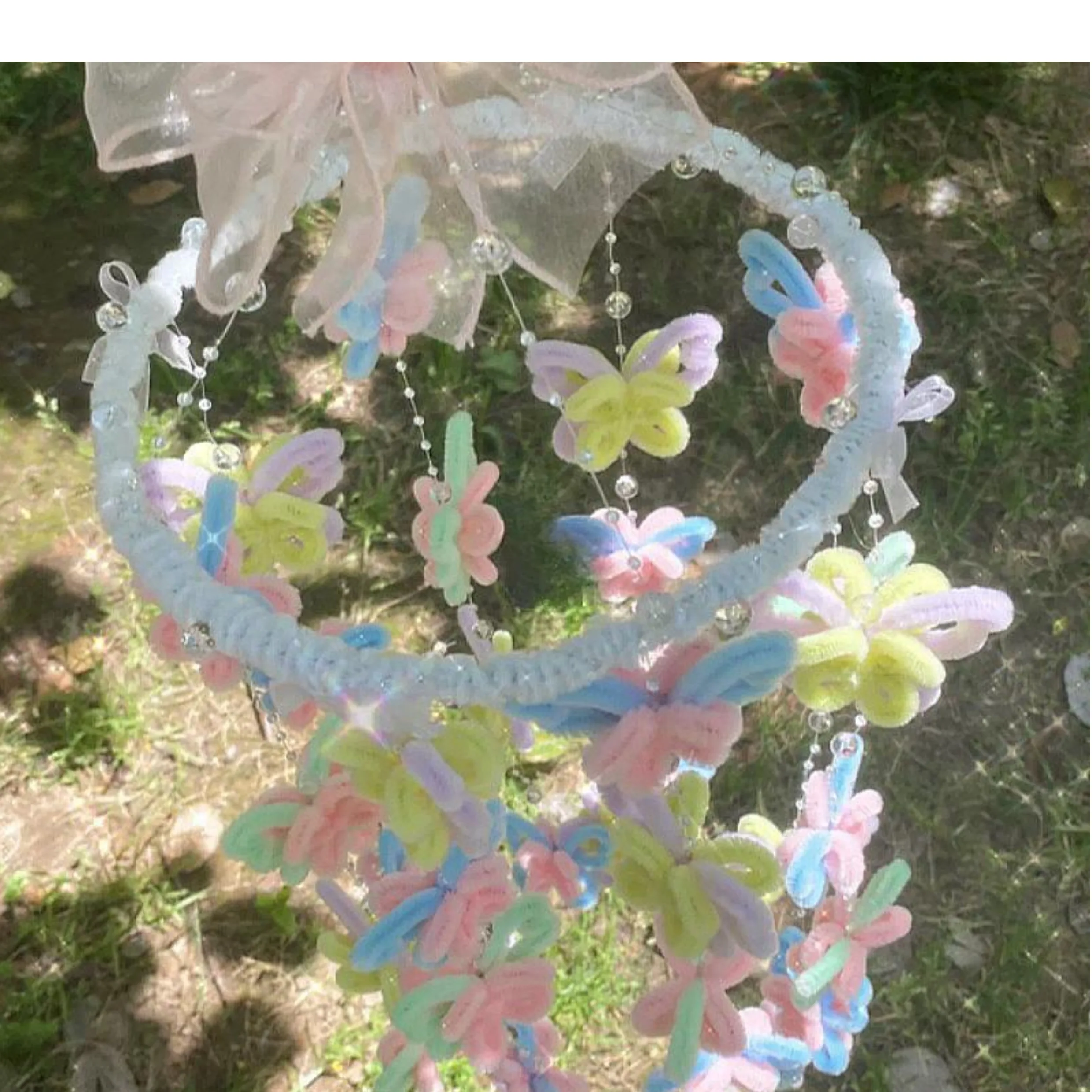 Handmade Butterfly Wind Chime Kit, Twisted Stick, DIY, Material artesanal, contas de cortina penduradas, ambiente interno, presente para amigos