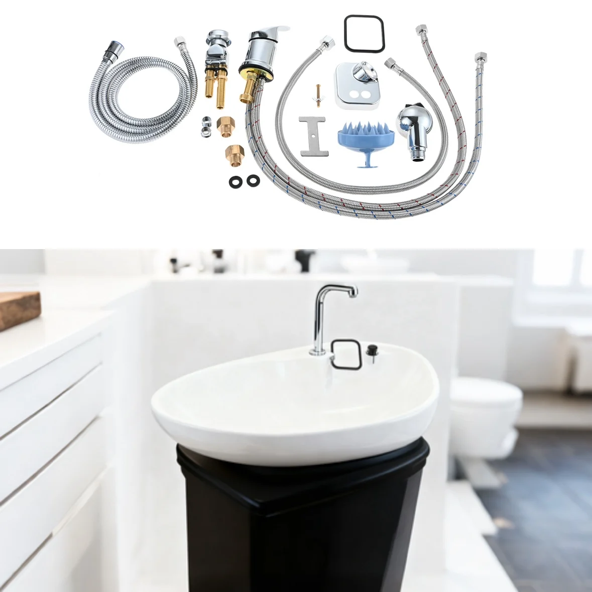 

Salon Spa Beauty Shampoo Bowl Faucet Set Hot Cold Faucet Building Materials Accessories Bathroom Spray Hose Replacement Set