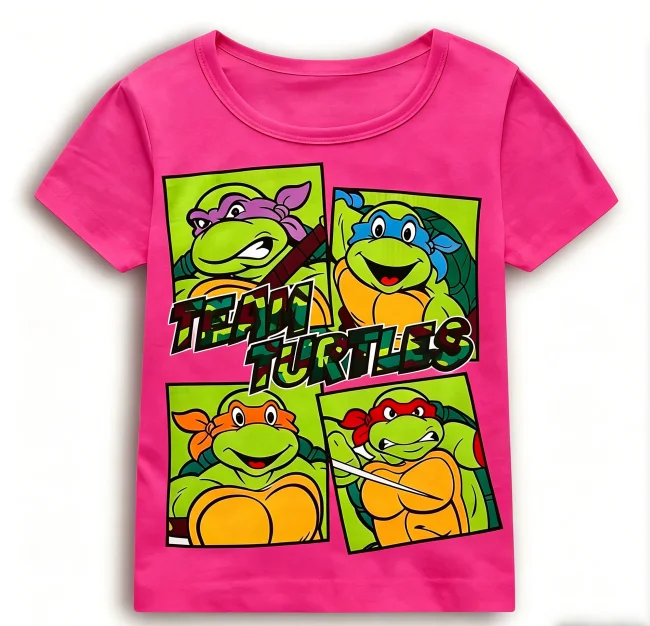 Nick Ninja Turtle Cartoon 100% Cotton T-shirt, A Comfortable and Soft Baby-Sized Top for Children - view 2