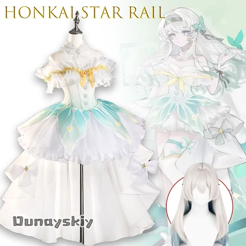 أزياء AHonkai Star Rail Firefly Bride اللامعة على شكل نجمة الصلاة التأثيرية أزياء ألعاب الرسوم المتحركة مجموعة كاملة أزياء الهالوين التأثيرية{Yumekiri}
