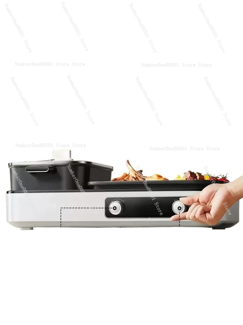 Multifunction Electric Grill And Hot Pot 2 in 1 Non Stick Pan For Indoor BBQ Shabu Cooking