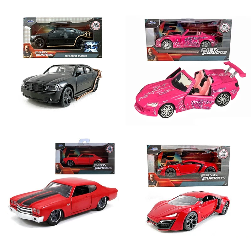

JADA 1:32 Back To The Future Mini Car Set S2000 Dodge Charger Skyline GTR Gr Supra Series Alloy Model Collect Ornaments
