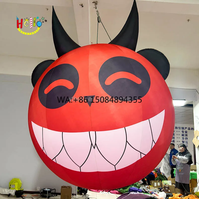 

Halloween Inflatable Hanging Decoration Red Inflatable Bear Head with Led Light