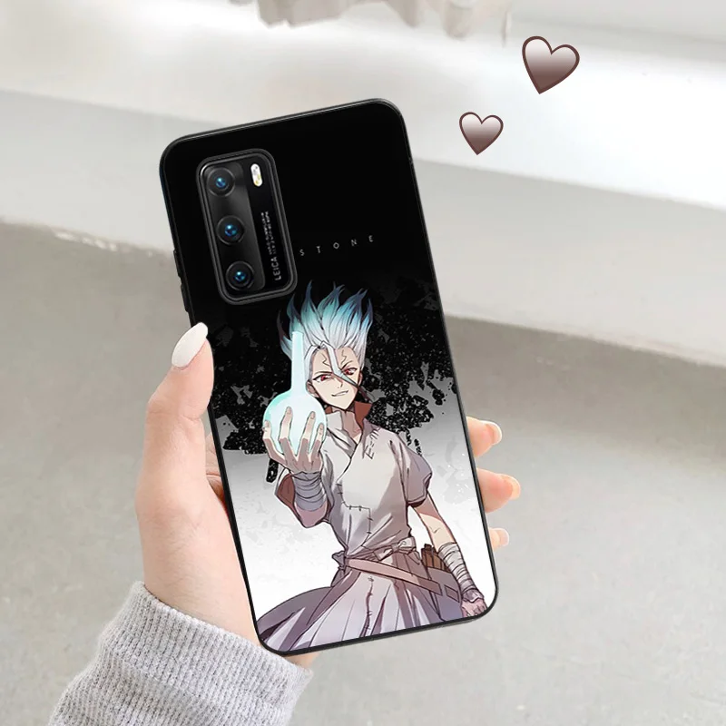 Ultra Thin Soft Case For Huawei P40 P30 Lite P20 Pro P Smart Moto G200 G30 G31 One Fusion Dr. STONE Anime Black Color Back Cover