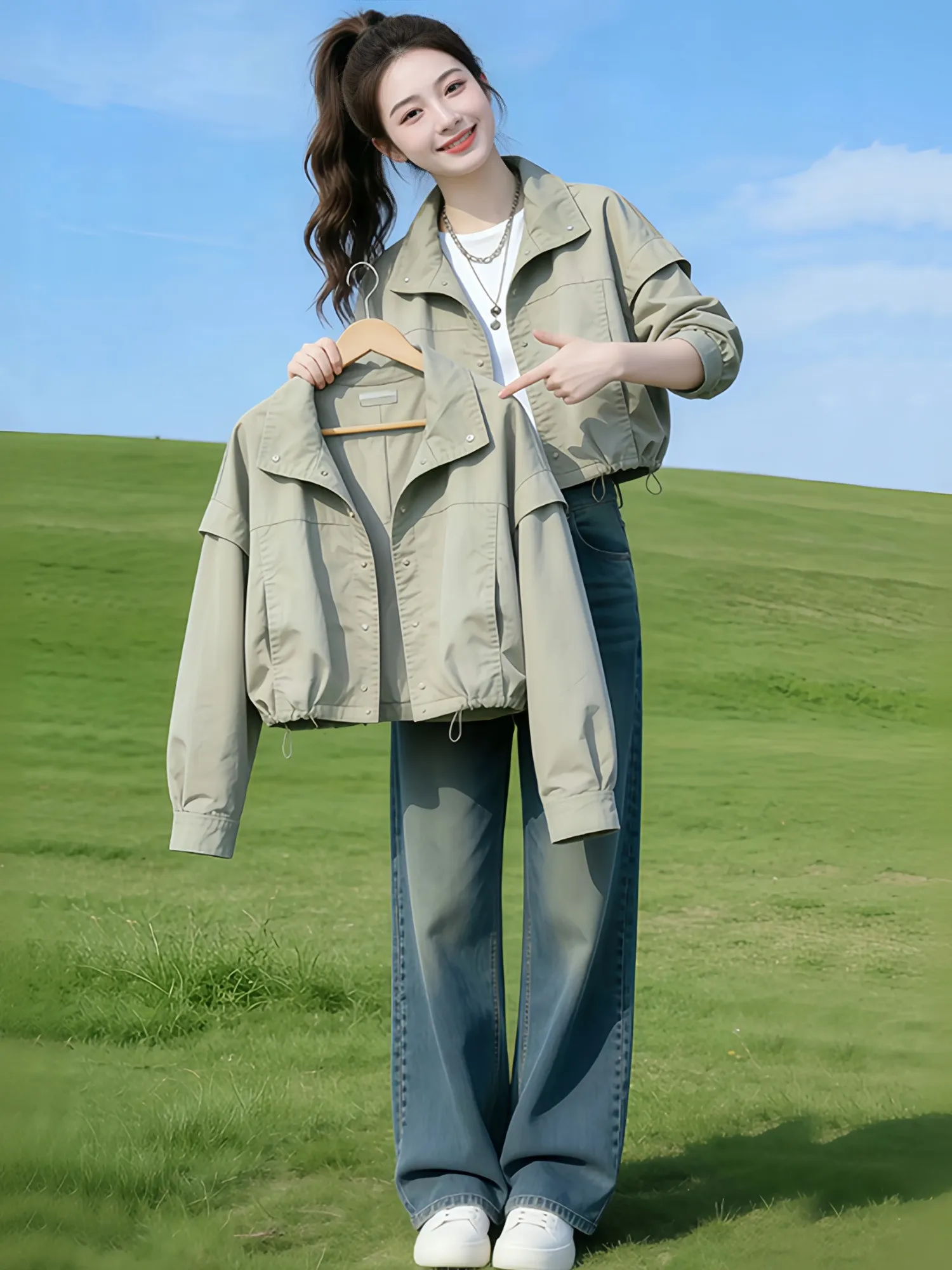Casual Women's Jacket 2026 Spring Autumn New Loose Fashionable Versatile Short Coat Windproof Zipper Long Sleeve Youth Regula...