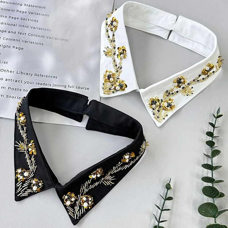 Eleganckie diamentowe koronkowe fałszywe kołnierze Kobieta Kryształowy odpinany kołnierz Naszyjnik damski Fałszywy kołnierz Odpinany krawat Akcesoria odzieżowe