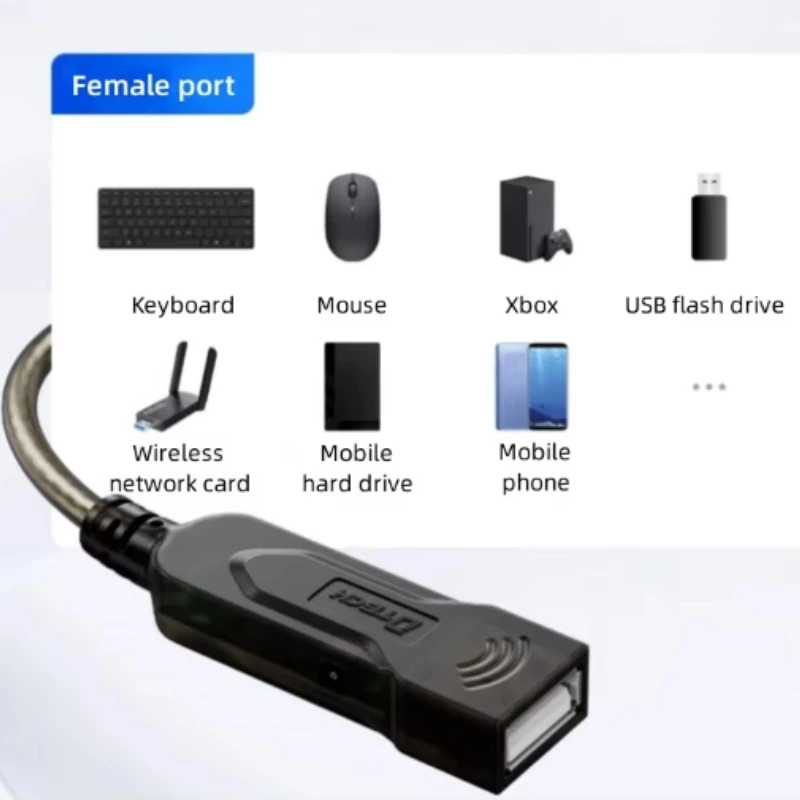 DTECH DT-5039(2nd) M/F Data Transfer Sync Extender Cord 20m Female to Male USB2.0 Extension Cable Cord 480Mbps Transmission