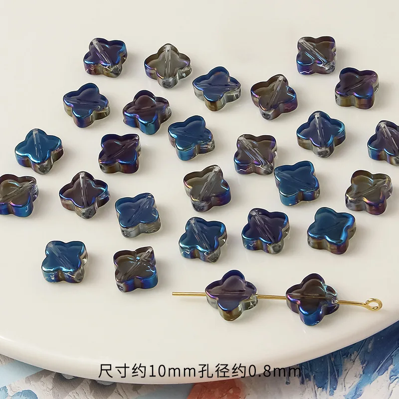 20pcs/lot Four-Leaf Clover 10MM Mixing Color Glass Loose Beads Charms For DIY Earring/Necklace/Jewelry Making Findings Accessory