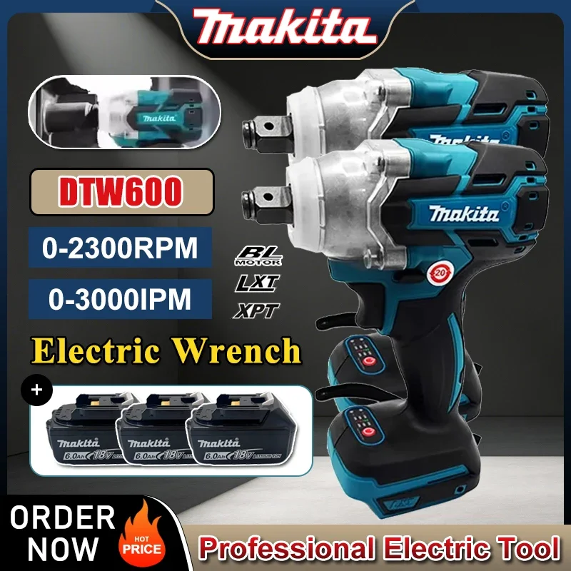 

Аккумуляторный гайковерт Makita DTW600 3100IPM 18В, 1/2 дюйма, бесщеточный, перезаряжаемый, электрический шуруповерт, инструмент для обслуживания автомобилей