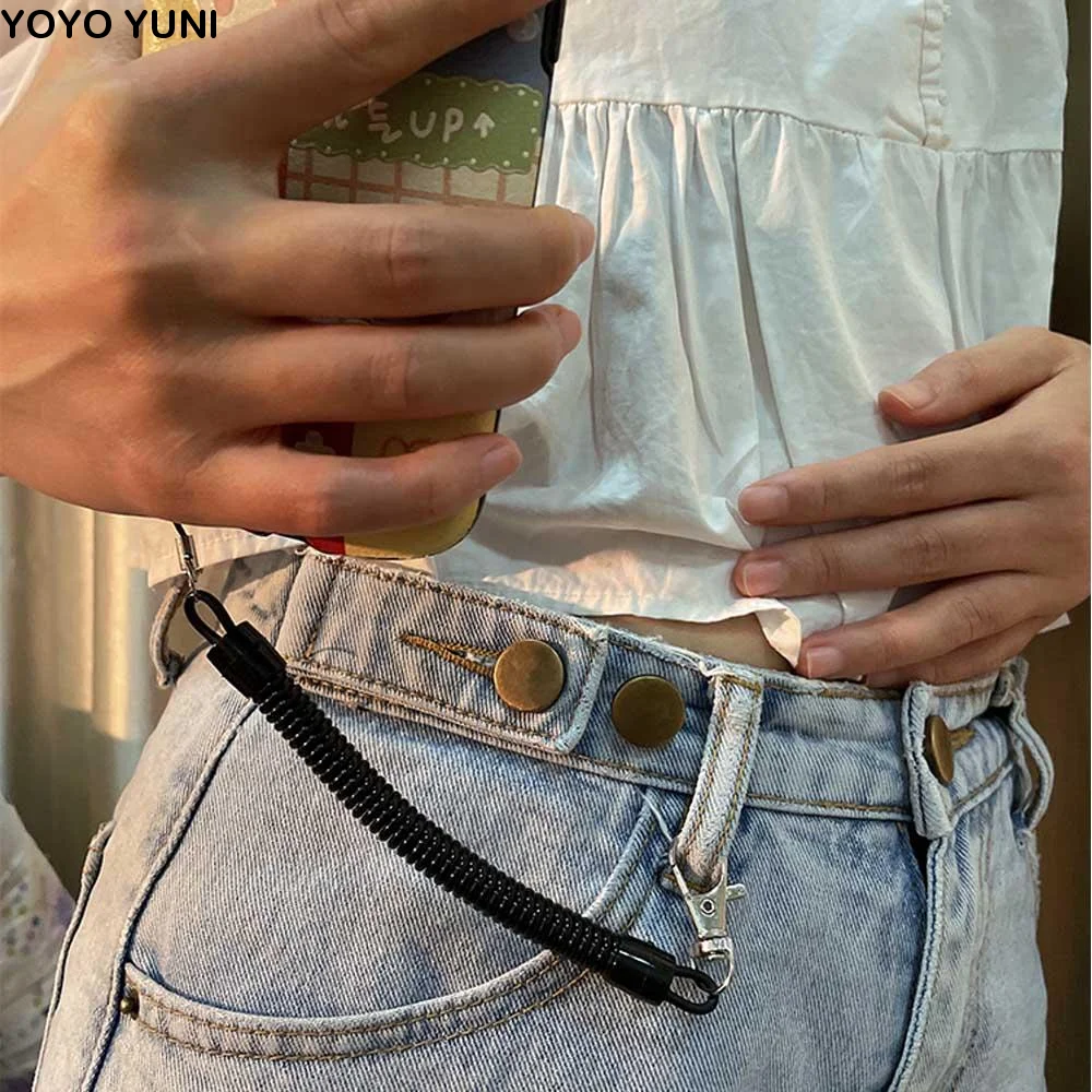 Accessories Black Spiral Telephone Line Spring Rope Running Phone Rope Bungee Cord Elastic Rope Mobile Phone Strap Key Lanyard