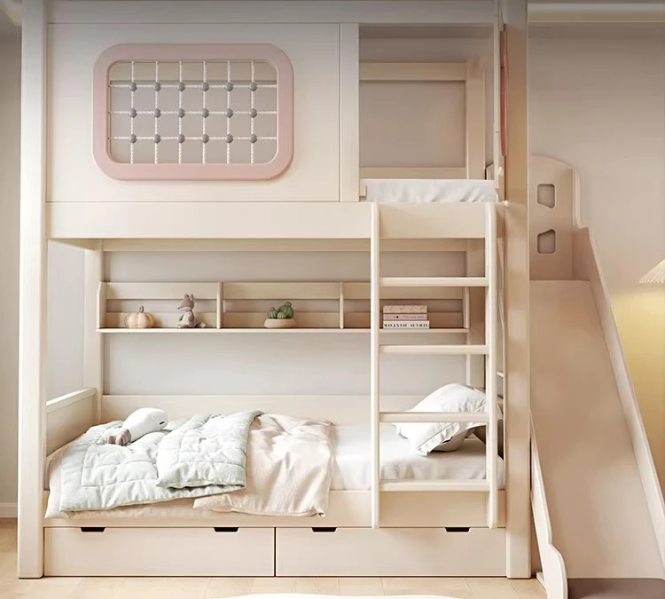 Cherry Wood Upper and Lower Beds,  High and Low Beds, Tree Houses, Raised Sheets, Upper Children's Mother and Child Beds