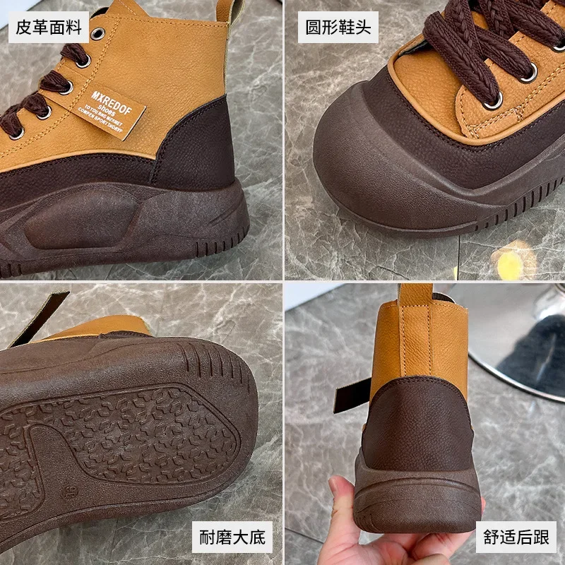 2024 Herbst High-Top-Damenschuhe Herbst und Winter warme Gezeitenschuhe vielseitige lässige dicke Grundplattenschuhe