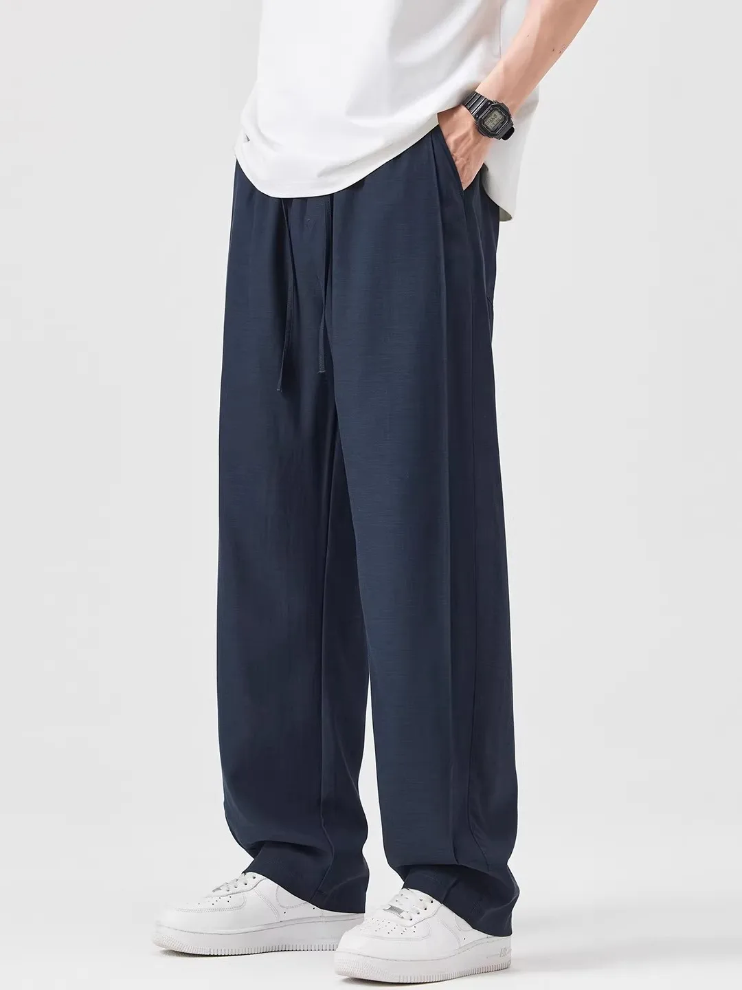 

Kazuki Kuraii Men's Casual Pants Loose Fit Lightweight Straight Leg Lenzing Linen Cool Feeling Summer Pants