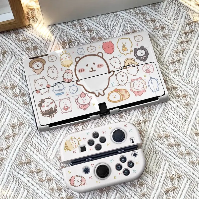 Anime Chiikawa Self-deprecating Bear Protective Case for Switch OLED Protective Case Cute Anti-fall Game Console Accessories New