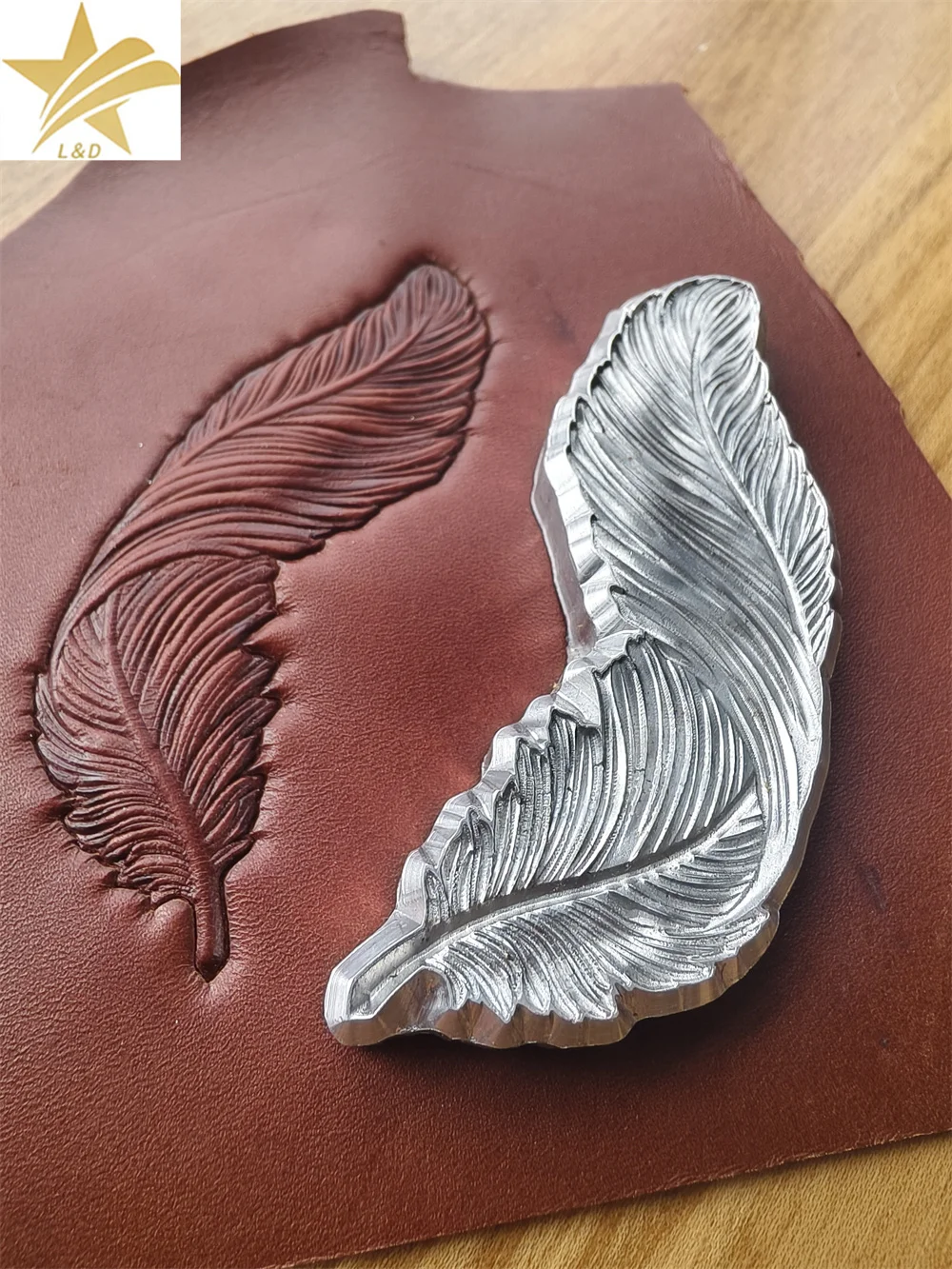 

Форма для тиснения и выдавливания, 3D-штамп для кожи в виде пера, из алюминиевого сплава, для холодной штамповки кожи, инструменты для рукоделия, DIY-формовка