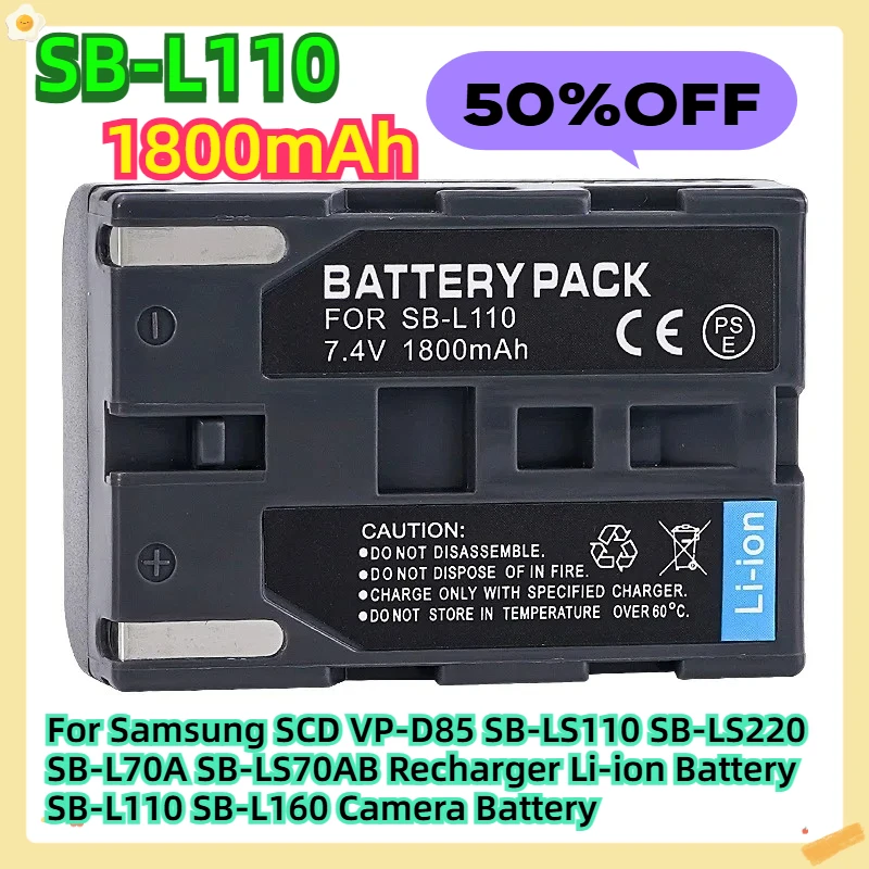 

For Samsung SCD VP-D85 SB-LS110 SB-LS220 SB-L70A SB-LS70AB 1800mAh Recharger Li-ion Battery SB-L110 SB-L160 Camera Battery