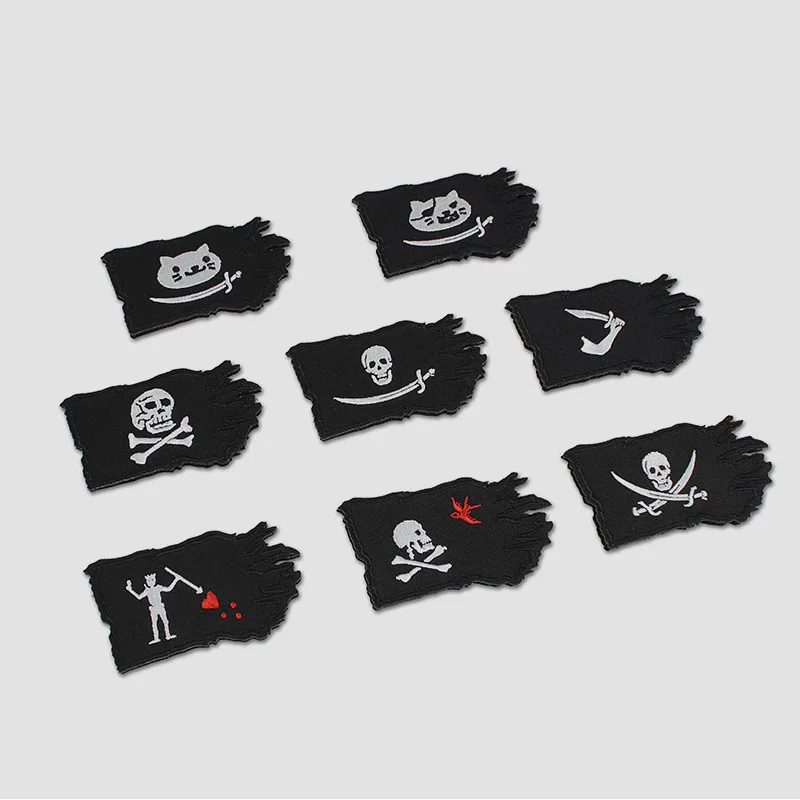 NEW Skull Pirate Flag Embroidery Patch Smiling Cat Tactical Badge Outdoor Armband 18th Century For Clothes Backpack Vest Patches