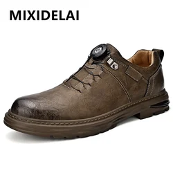 Spring Men PU Leather Casual Shoes Luxury Brand Soft Sneakers Breathable Moccasins Men's Walking Driving Shoes Business Oxfords