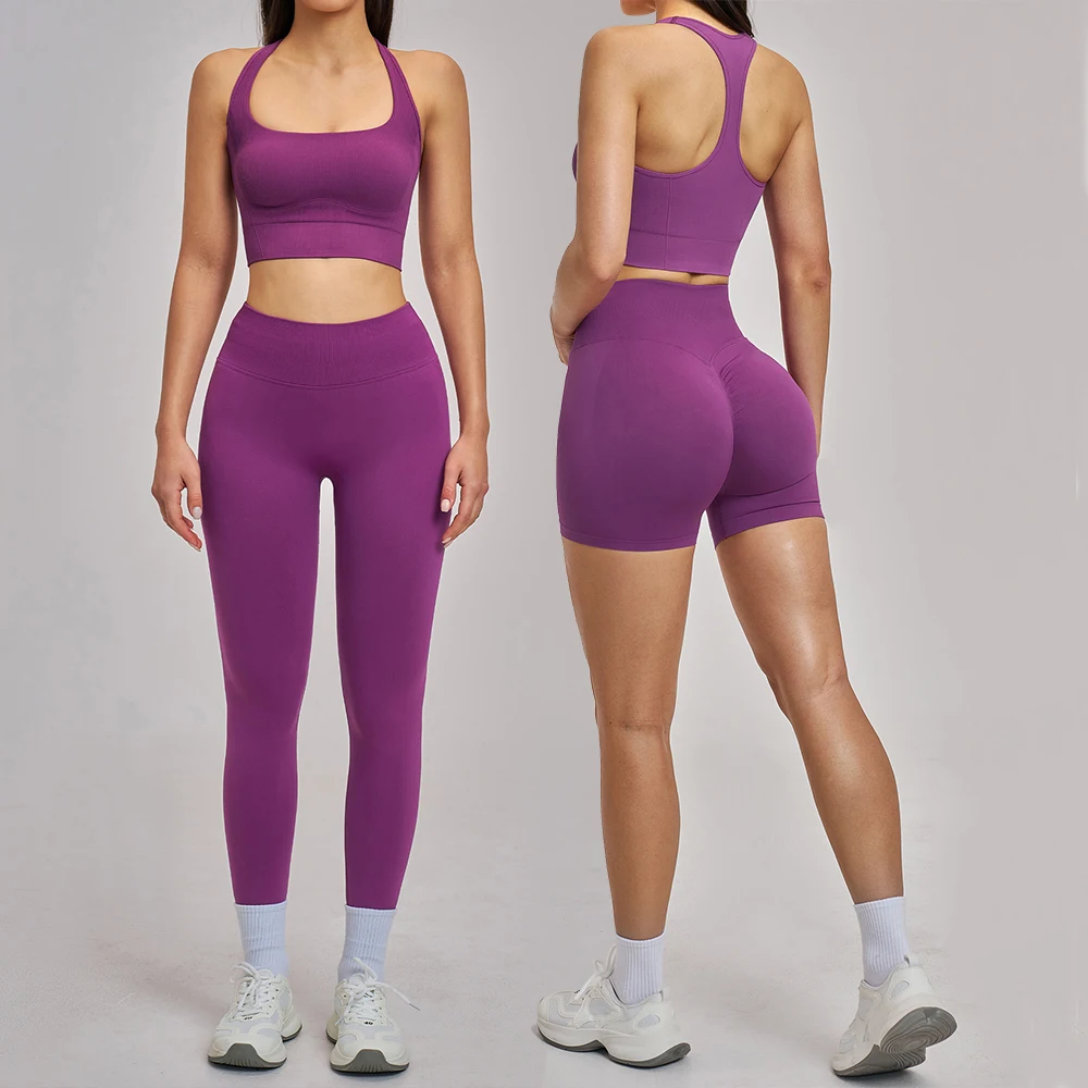 

Бесшовный комплект для йоги, женский спортивный костюм, бесшовный комплект для фитнеса, женский комплект из 2 предметов: леггинсы и спортивный бюстгальтер, дышащая спортивная одежда для женщин