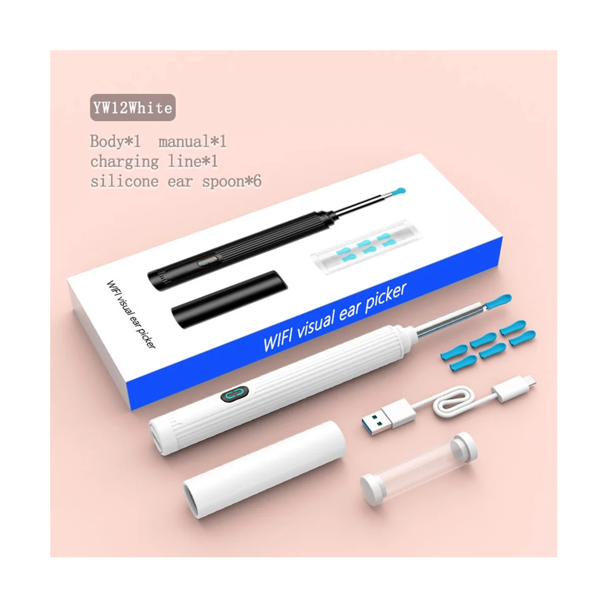 Wireless Smart Visual Ear Picker otoscopio strumento di rimozione del cerume con Kit endoscopio dell'orecchio della fotocamera per la pulizia dell'orecchio dei bambini-A