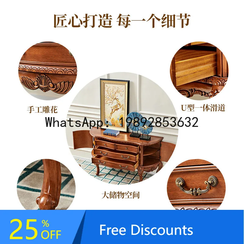

BF Solid Wood Entryway Table Semi-Circular Wall-Mounted European Style Storage Rack Side Table Entryway Narrow Table