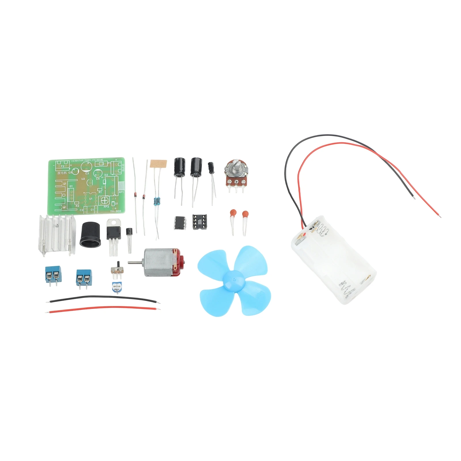 Electronic Training Kit with NE555 IC for Assembling Motor Controllers and Dimmer Circuits on Labeled PCB Board