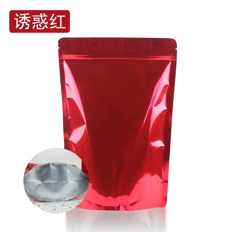 100pcs/lot-16*26cm,18*26cm  Red Glossy Aluminum Foil Bags Stand Up Zipper Seal Pouch Tea Powder Food Party Gift Packaging Bag