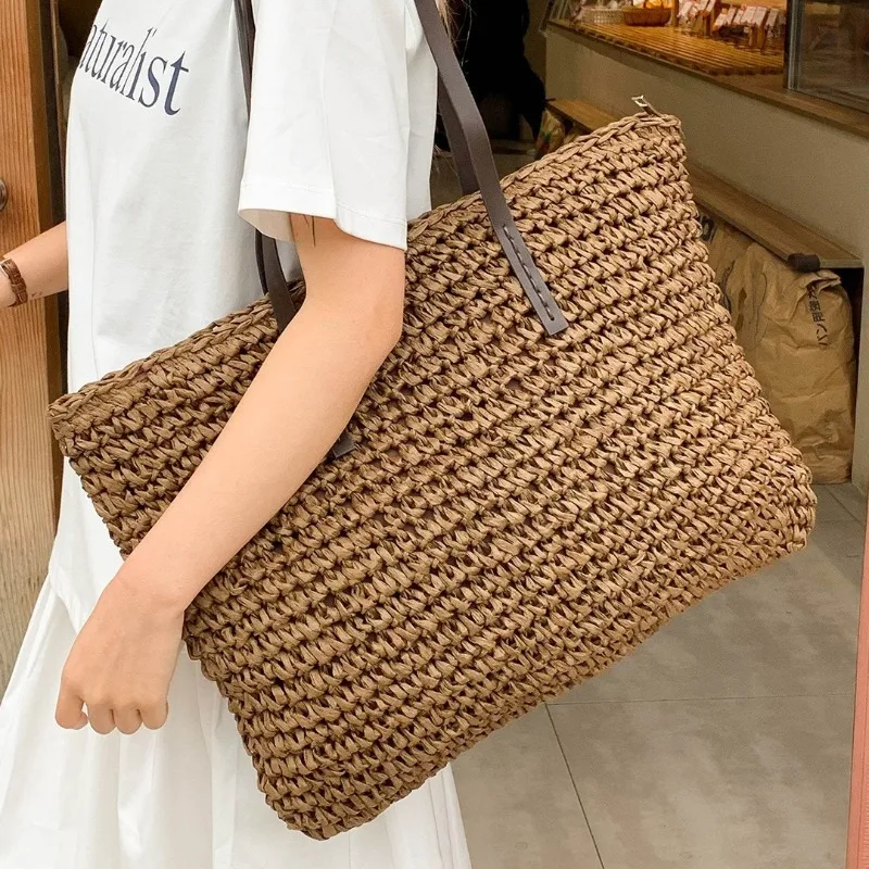 

2025 Hot Seller Leisure Grass Woven Bag Simple Single Shoulder Woven Bg Holiday Beach Bags Leisure Women's Bag Handbag