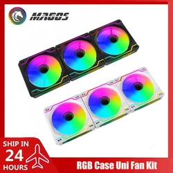 12cm PC Cabinet Uni Fan Kit ARGB Caseless,Computer Case 120mm Ultra-Silent Assemble Friendly,Forward Or Reverse Leaf Triple Pack