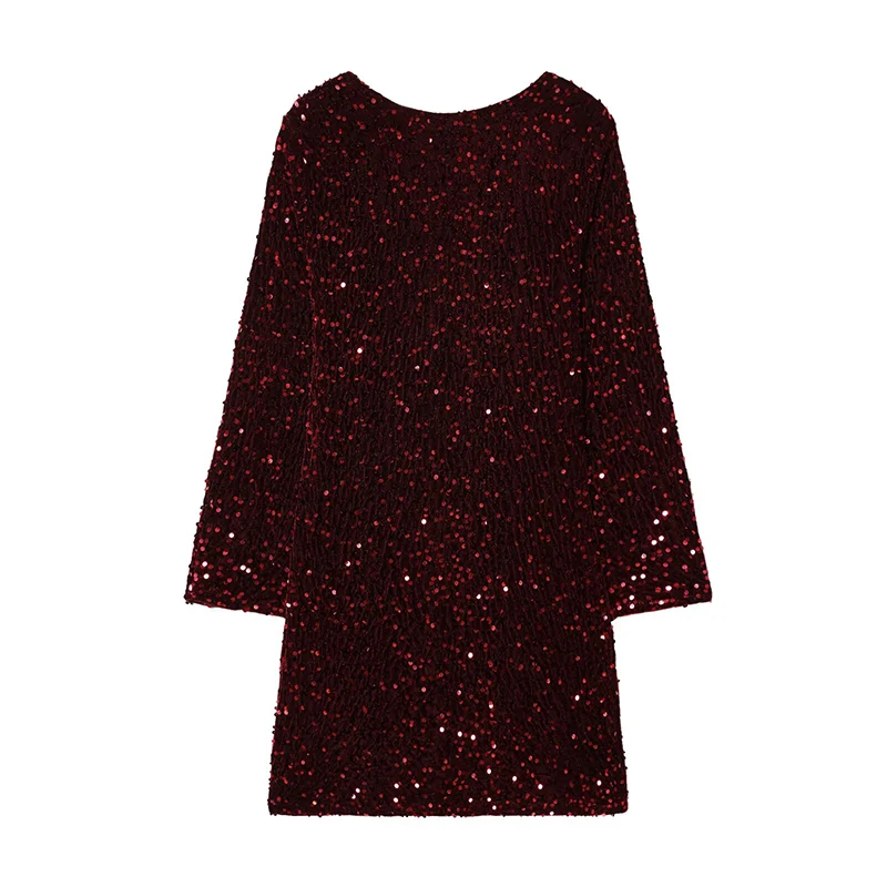 Abito da festa da ballo da donna Primavera 2026 Nuova moda Paillettes Abito elegante da donna a maniche lunghe Chic per il tempo libero Vacanza Abiti per giovani