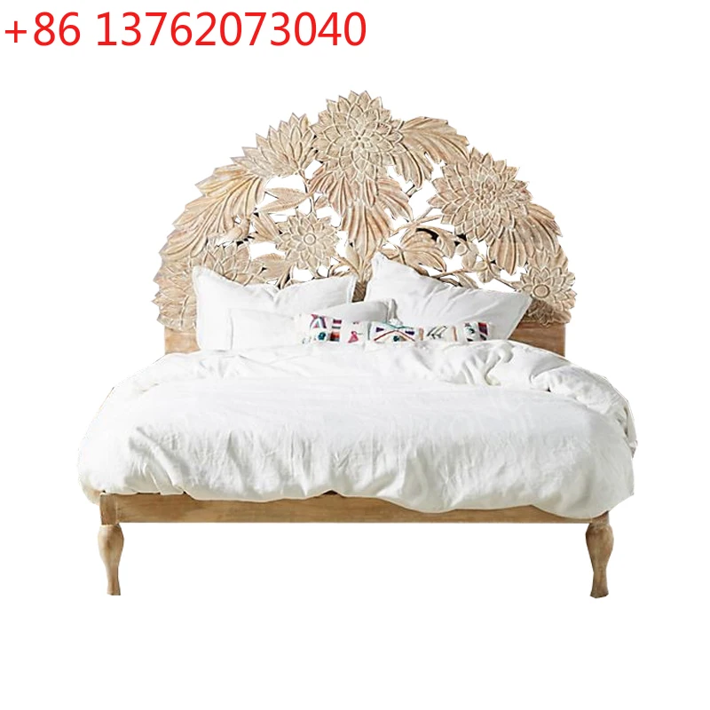 

English hollow carved princess bed French bed and breakfast log wind double bed