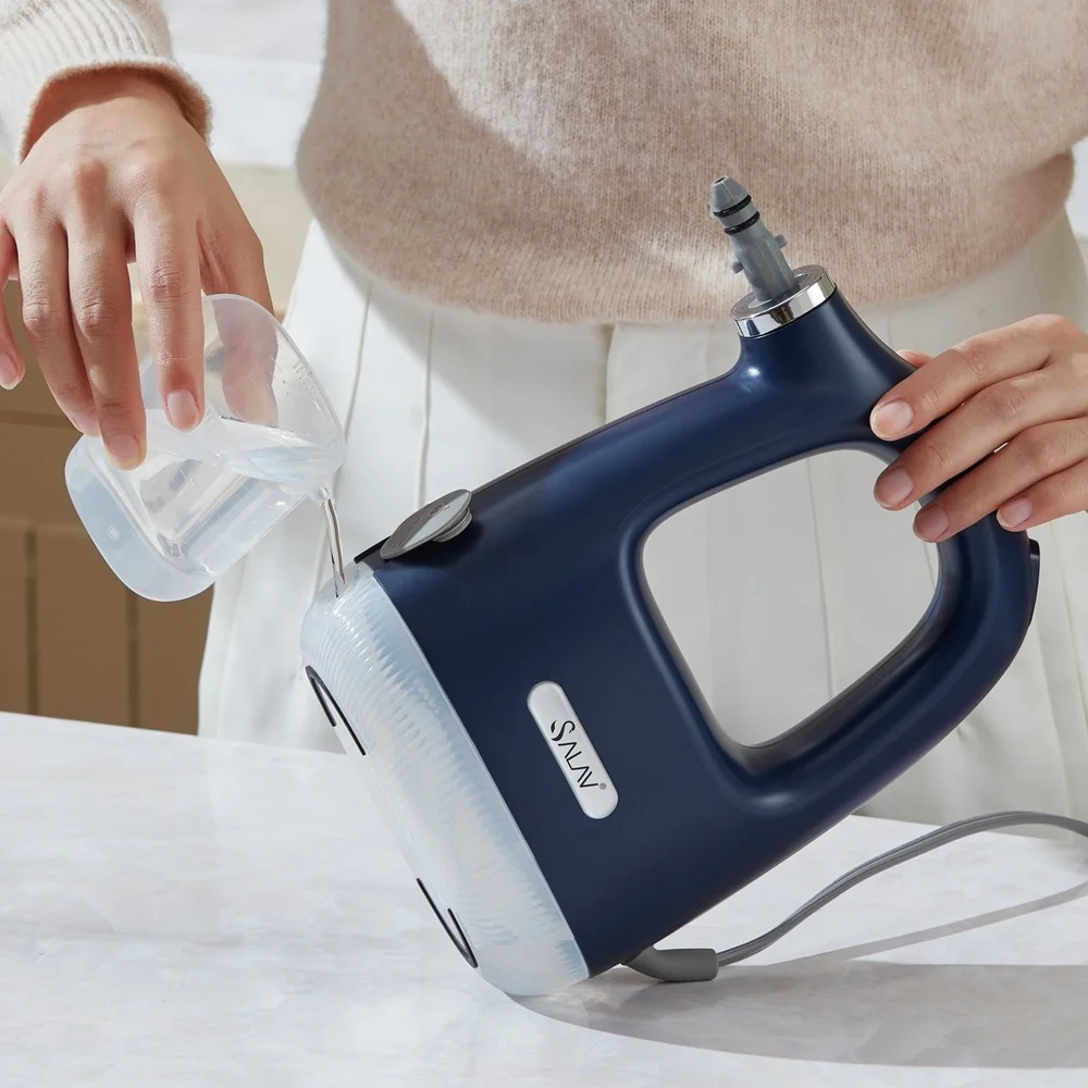Powerful Compact Steam Cleaner 1100W No Pressure Instant Refill 10 Attachments Lightweight Easy Handle 13.5ft Cord Hands-Free