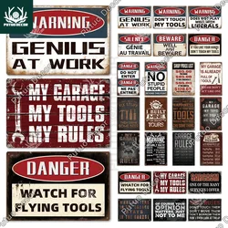 Putuo Decor My Garage Rules Warning Vintage Tin Sign Metal Plate Beware Wall Decoration for Garage Danger Man Cave Wall Decor