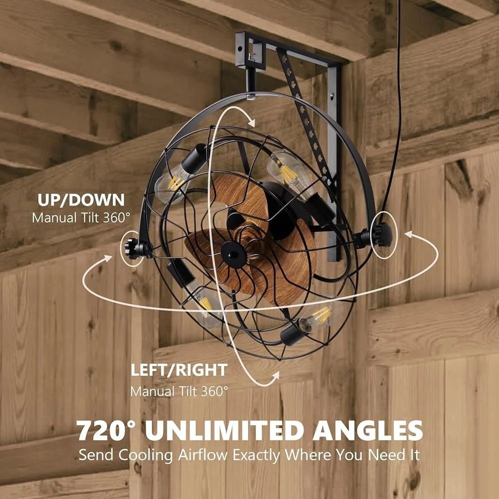 20 بوصة جدار جبل مروحة مروحة السقف مع أضواء التحكم عن بعد 6 سرعة الموقت 360 درجة دوران قابل للتعديل المرآب مروحة