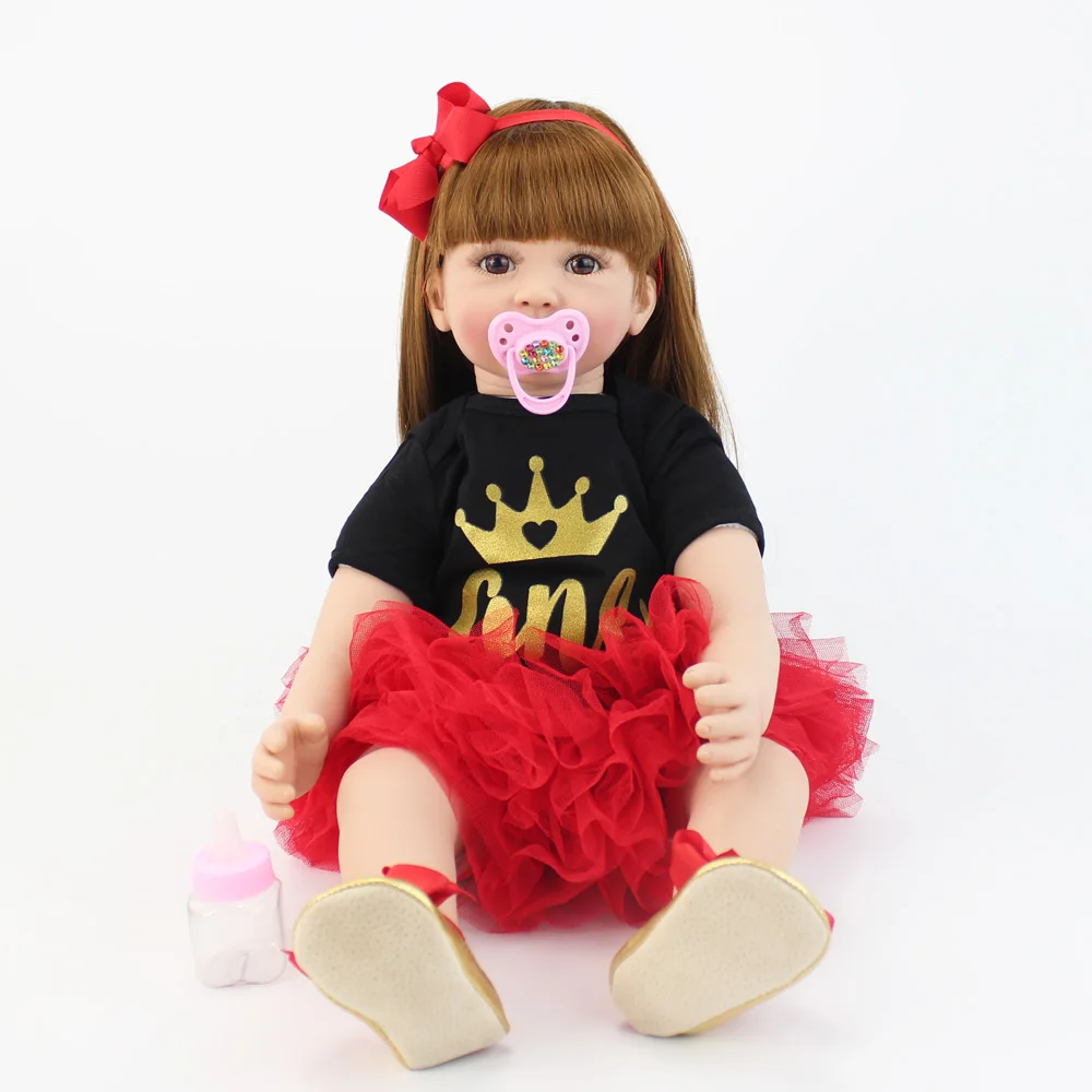 60cm Soft Silicone Reborn Baby Doll Toys 24inch Princess Toddler Babies Girl Boneca Kid Birthday Gift Realistic Alive Bebe