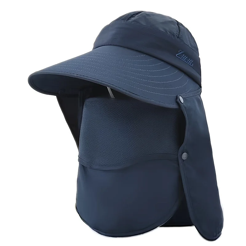 Outdoor-Sonnenhut für Damen, Sommerhut mit abnehmbarem Schal, Fischerhut, atmungsaktiv, für Angeln, Camping, Wandern – Detail 2