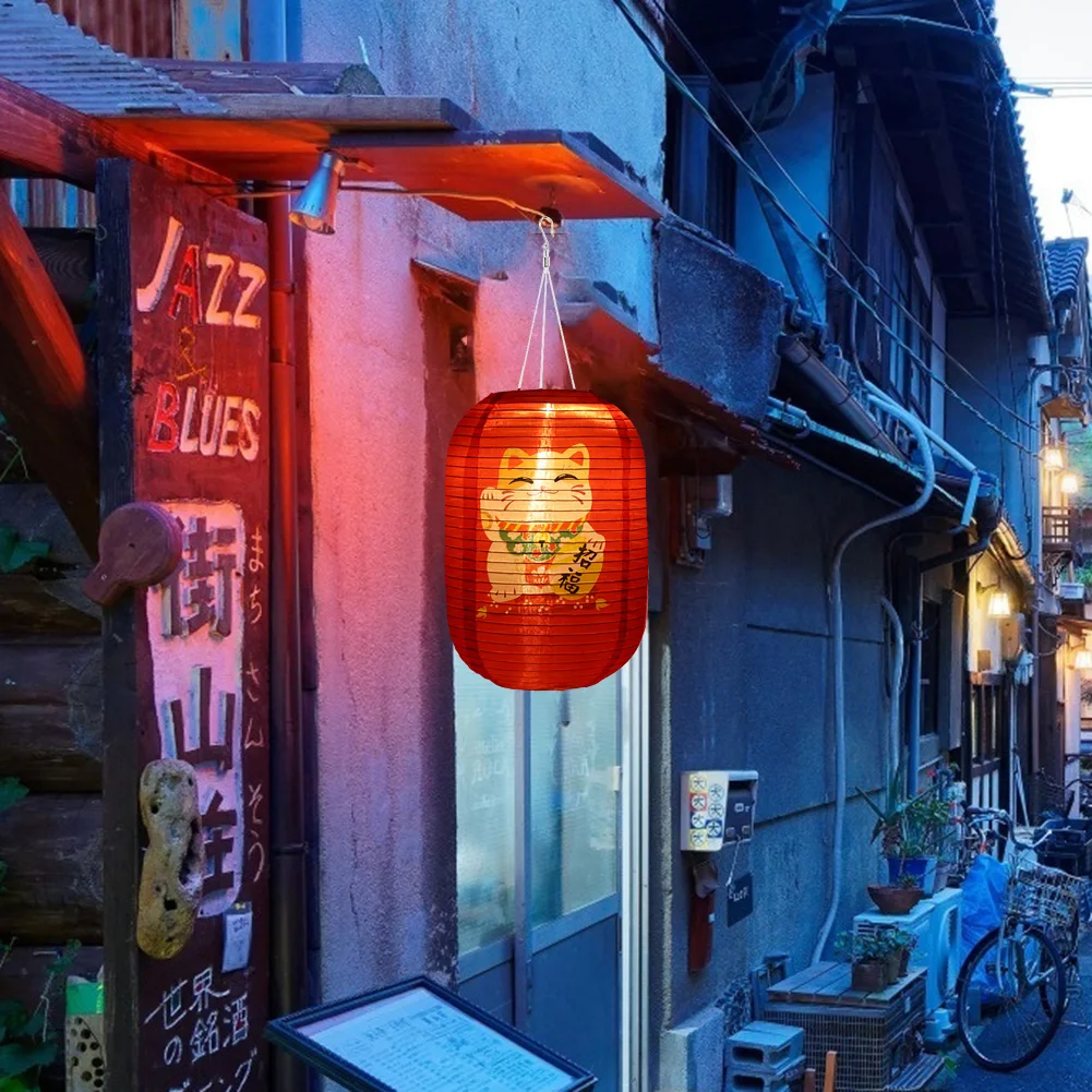 

25cm Solar Hanging Printing Lantern IP65 Waterproof LED Festival Lanterns Japanese Style New Year Holiday Decoration