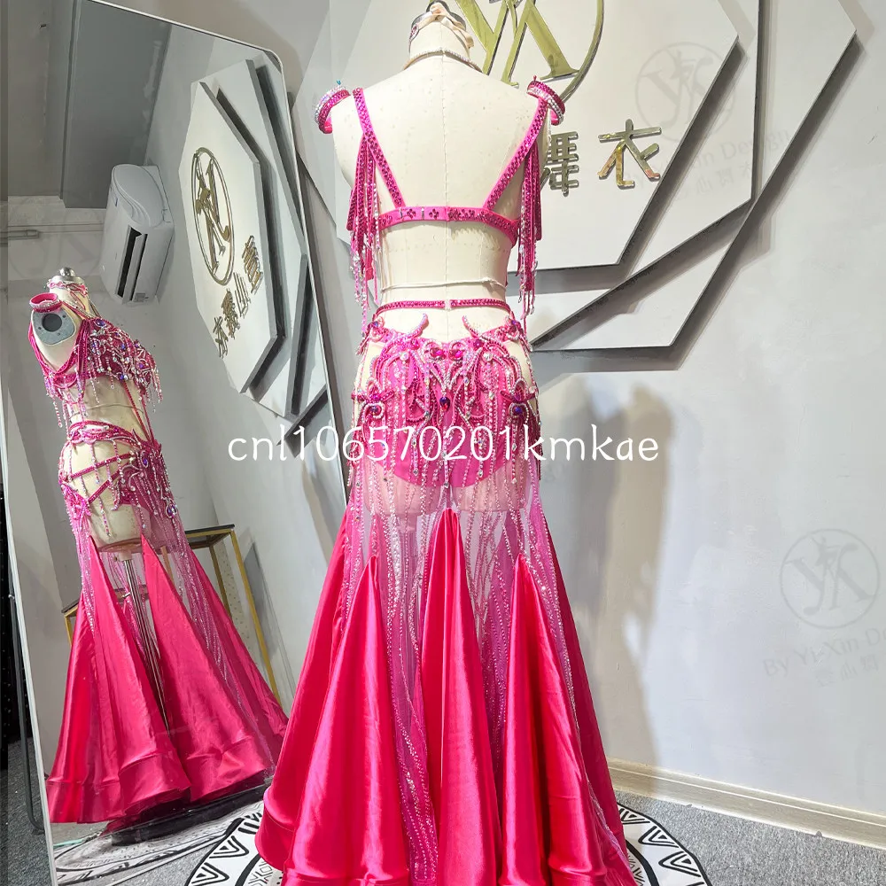 Customized Eastern Bellydance Dress Indian Clothes Women Belly Dancing Bra and Skirt Set Oriental Dance Costume Group Stage Wear