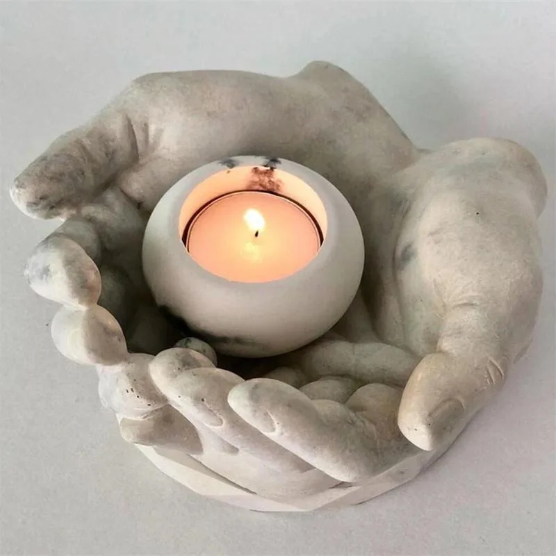 Concrete Hand Candle Cup Silicone Mold DIY Gypsum Cement Hand Storage Silicone Resin Mold