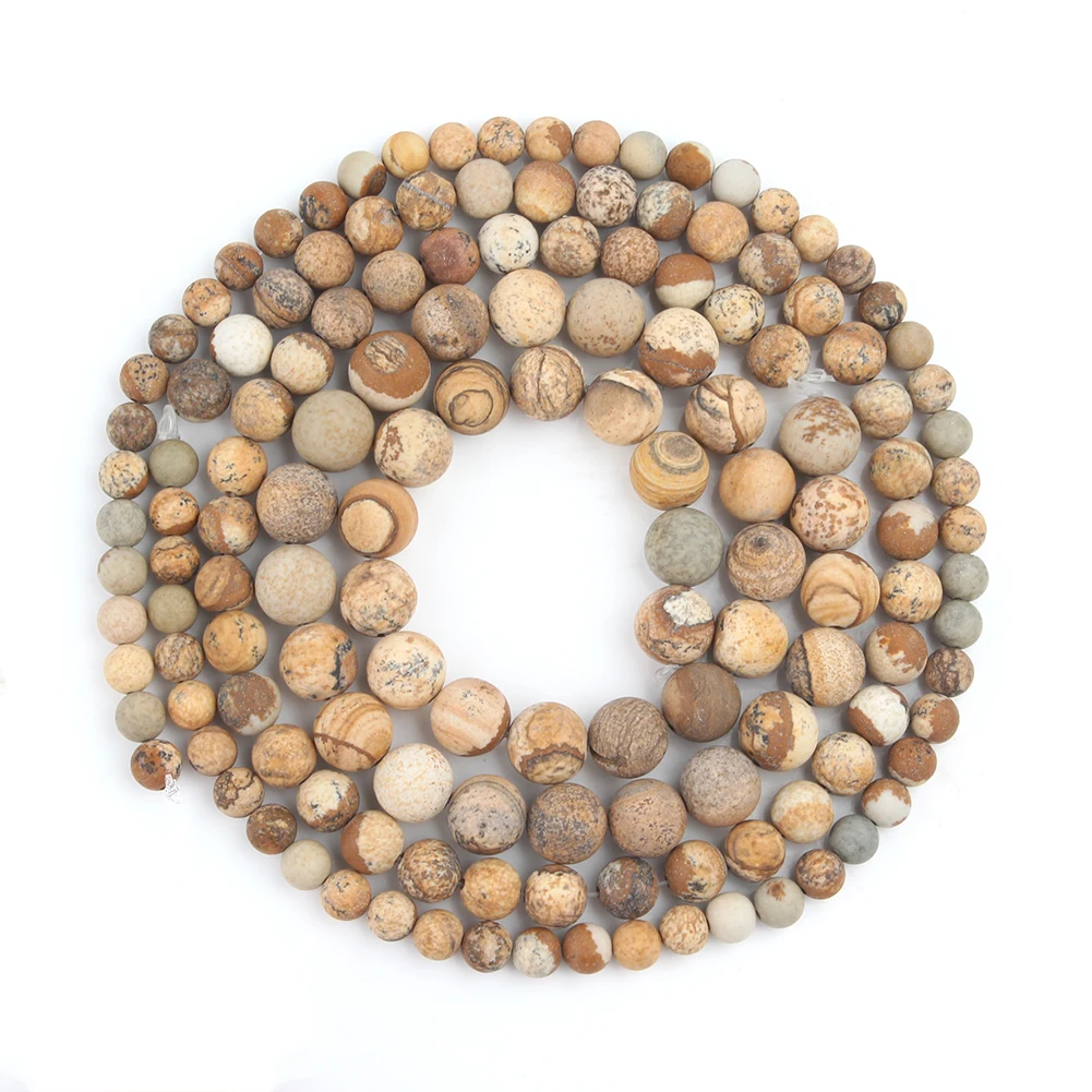 Dull Polish Natural Stone Onyx Jasper Aventurine Bead Round Matte Loose Beads for Jewelry Making Earrings Charms Bracelets 15''