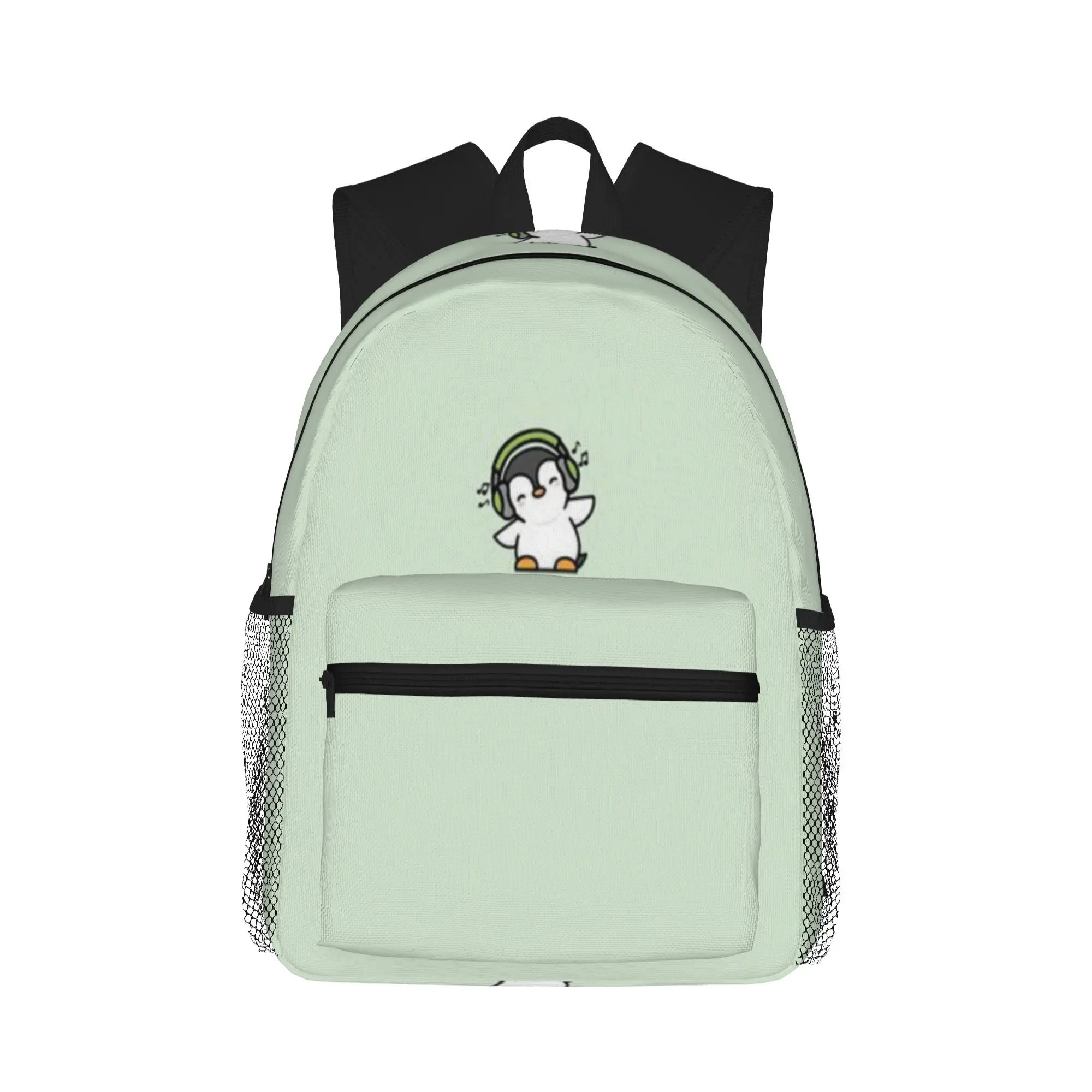Penguin Listening to Music - GREEN  Casual Backpack for Students and Adults Backpack women
