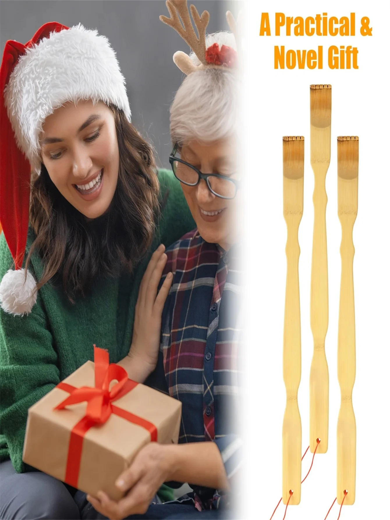 1pc 18.3-inch Back Scratcher Bamboo Long-handled Back Scratcher Portable Novelty Gift Suitable for Family and Friends Perfect Fo